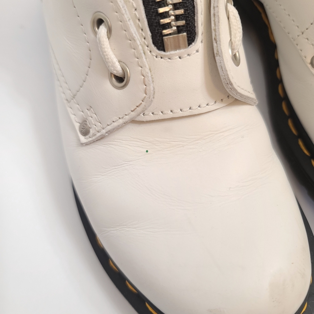 Dr. Martens | 1460 Women's Double Zip Leather Lace Up Boots White Sendal Size 7 - Picture 5 of 13